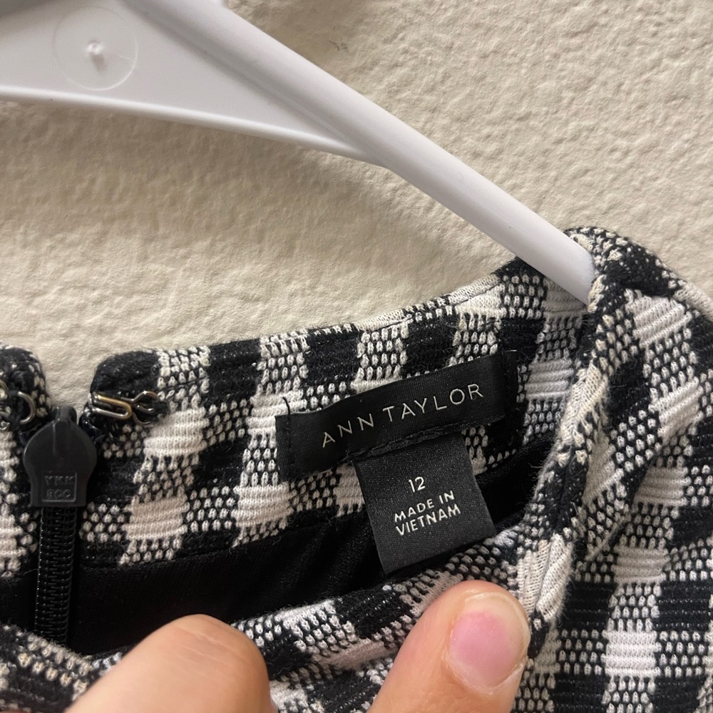 Ann Taylor Black and White Gingham Midi Dress - Picture 2 of 3